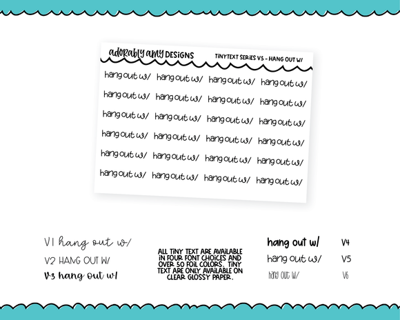 Foiled Tiny Text Series - Hang Out With Checklist Size Planner Stickers for any Planner or Insert