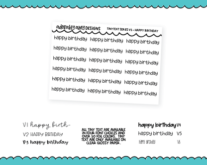 Foiled Tiny Text Series - Happy Birthday Checklist Size Planner Stickers for any Planner or Insert