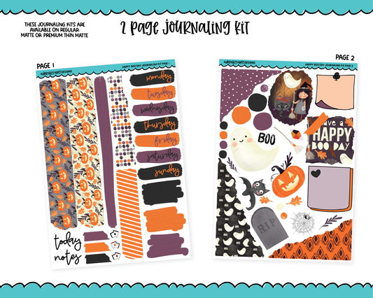 Journaling Kit Happy Boo Day Halloween Planner Sticker Kit in White OR Black for Blackout Planners