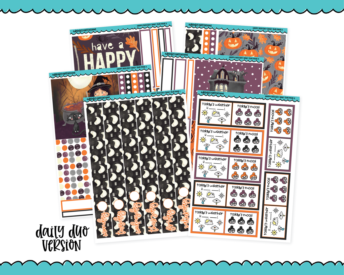 Daily Duo Happy Boo Day Halloween Themed Weekly Planner Sticker Kit for Daily Duo Planner