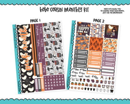 Hobonichi Cousin Monthly Pick Your Month Happy Boo Day Halloween Themed Planner Sticker Kit for Hobo Cousin or Similar Planners