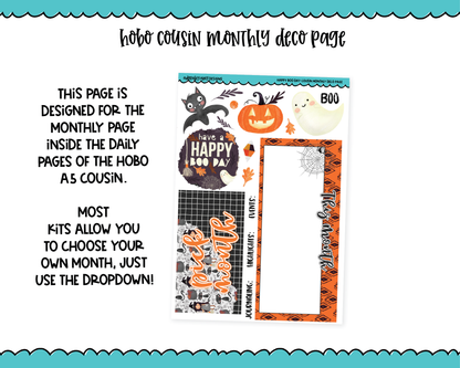 Hobonichi Cousin Monthly Pick Your Month Happy Boo Day Halloween Themed Planner Sticker Kit for Hobo Cousin or Similar Planners