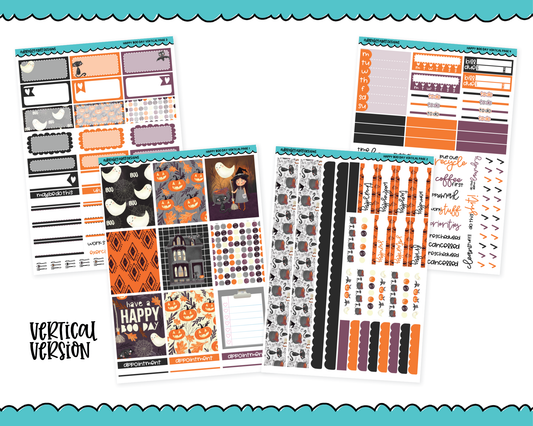 Vertical Happy Boo Day Halloween Themed Planner Sticker Kit for Vertical Standard Size Planners or Inserts
