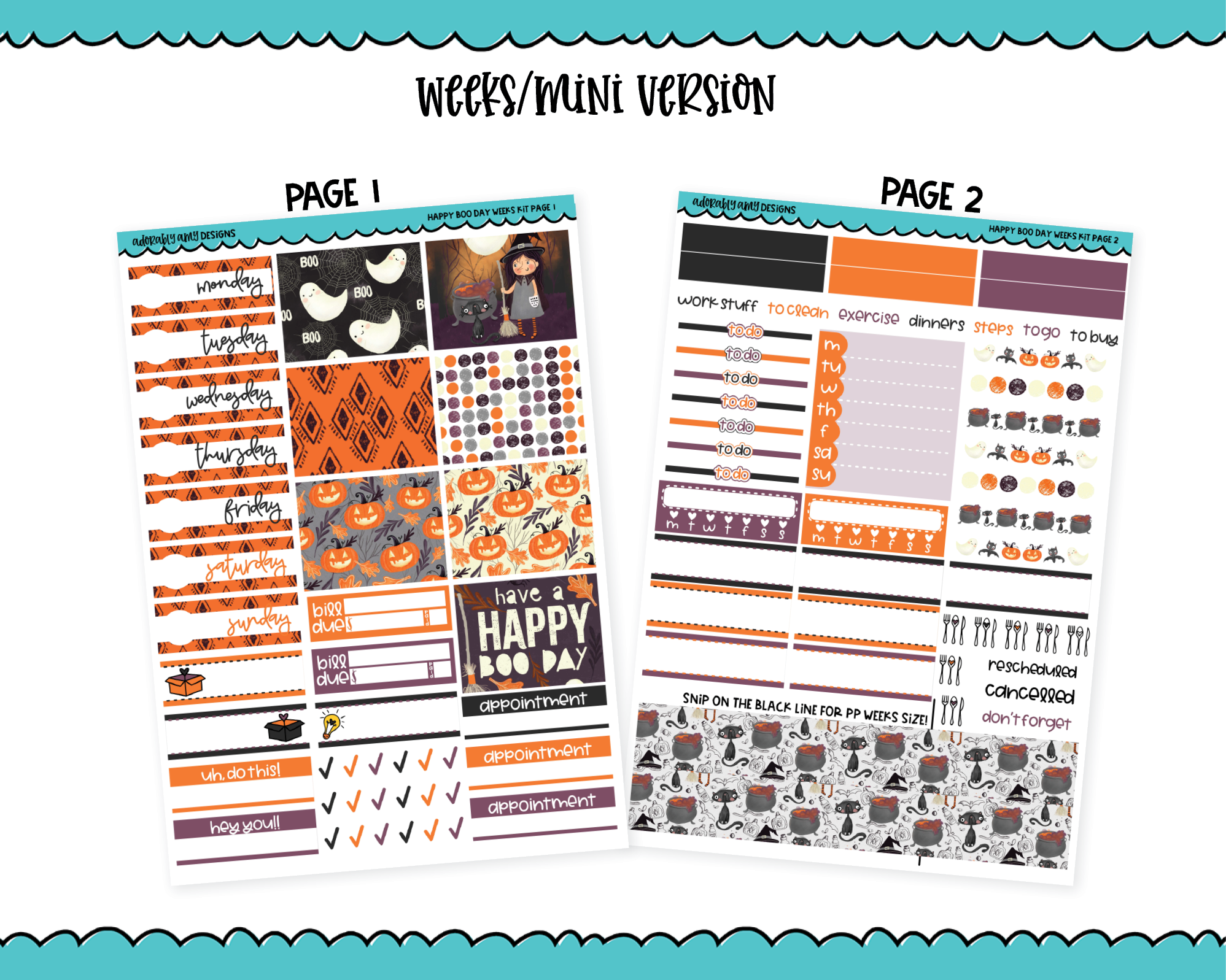 Mini B6/Weeks Happy Boo Day Halloween Theme Weekly Planner Sticker Kit – Adorably  Amy Designs