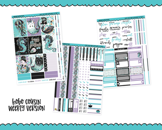 Hobonichi Cousin Weekly Happy Girls Audrey Mermaid Themed Planner Sticker Kit for Hobo Cousin or Similar Planners