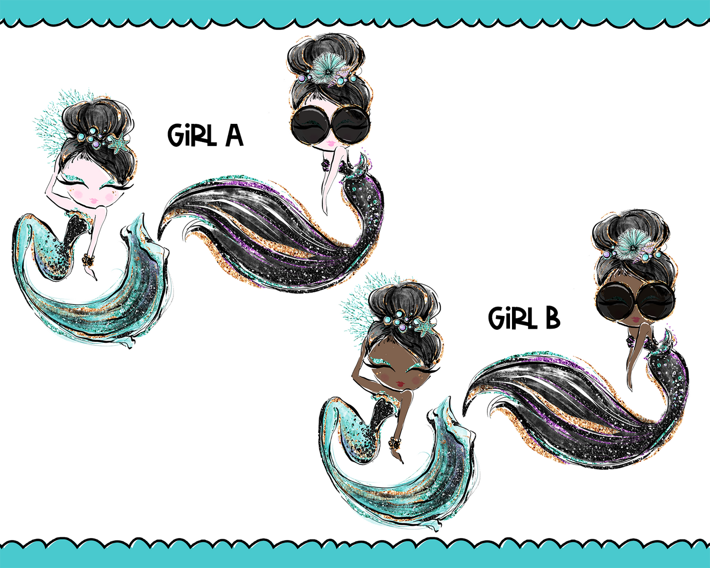 Vertical Happy Girls are the Prettiest Girls Audrey Mermaid Themed Planner Sticker Kit for Vertical Standard Size Planners or Inserts