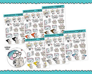 Doodled Planner Girls Character Stickers Happy Mail Decoration Planner Stickers for any Planner or Insert
