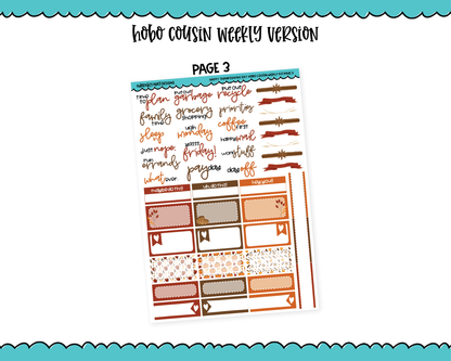 Hobonichi Cousin Weekly Happy Thanksgiving Day Thanksgiving Themed Planner Sticker Kit for Hobo Cousin or Similar Planners