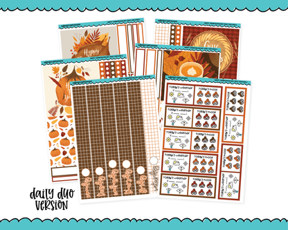 Daily Duo Happy Thanksgiving Day Thanksgiving Themed Weekly Planner Sticker Kit for Daily Duo Planner