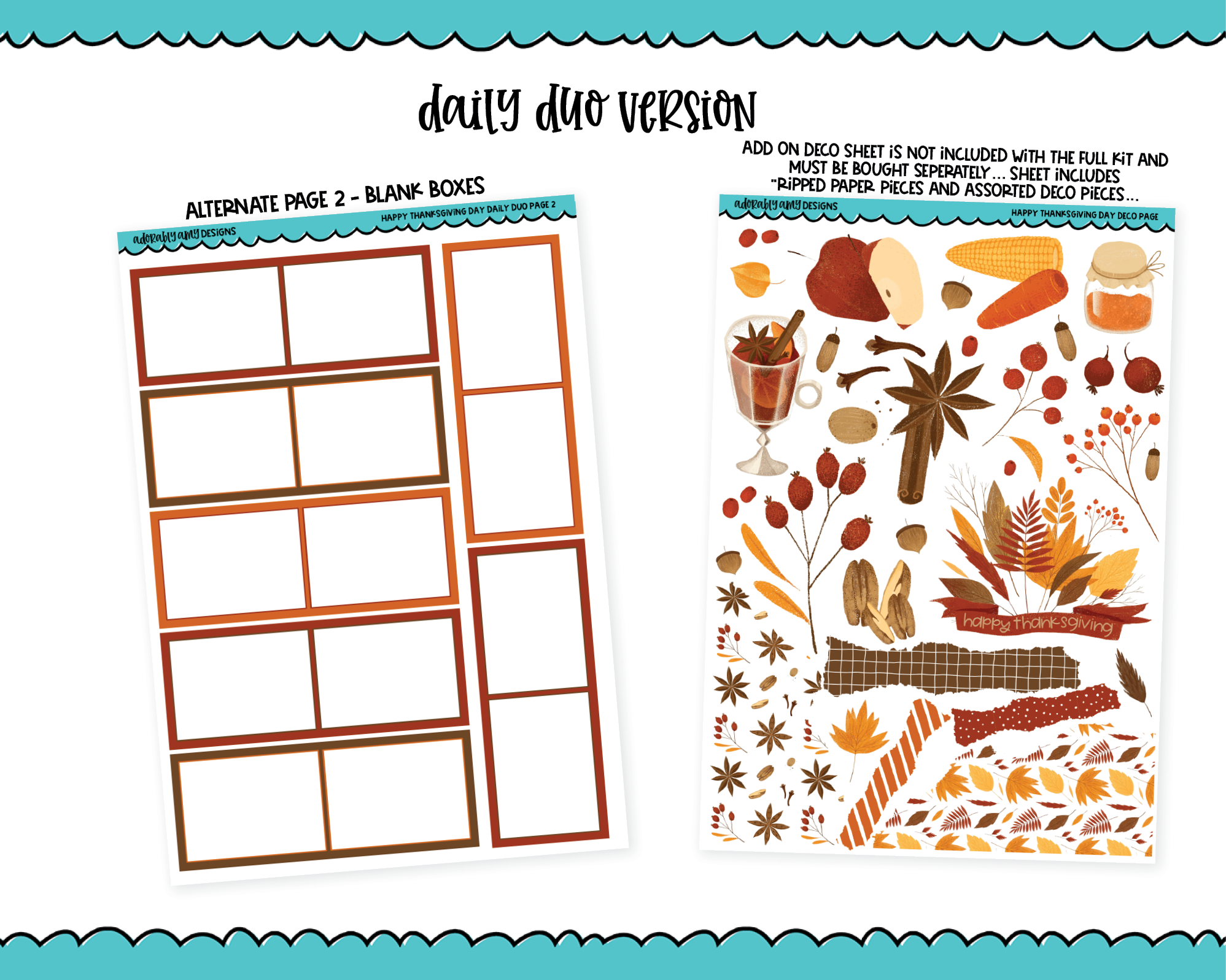 Journaling Kit Thankful Neutral Thanksgiving Day Planner Sticker Kit i –  Adorably Amy Designs