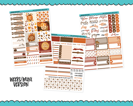Mini B6/Weeks Happy Thanksgiving Day Thanksgiving Themed Weekly Planner Sticker Kit sized for ANY Vertical Insert