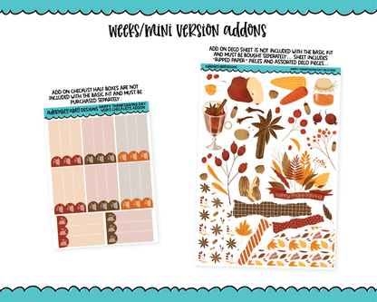 Mini B6/Weeks Happy Thanksgiving Day Thanksgiving Themed Weekly Planner Sticker Kit sized for ANY Vertical Insert