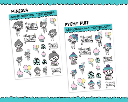 Planner Girls Character Stickers Happy Birthday Decoration Planner Stickers for any Planner or Insert - Adorably Amy Designs