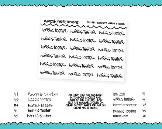 Foiled Tiny Text Series - Harris Teeter Checklist Size Planner Stickers for any Planner or Insert