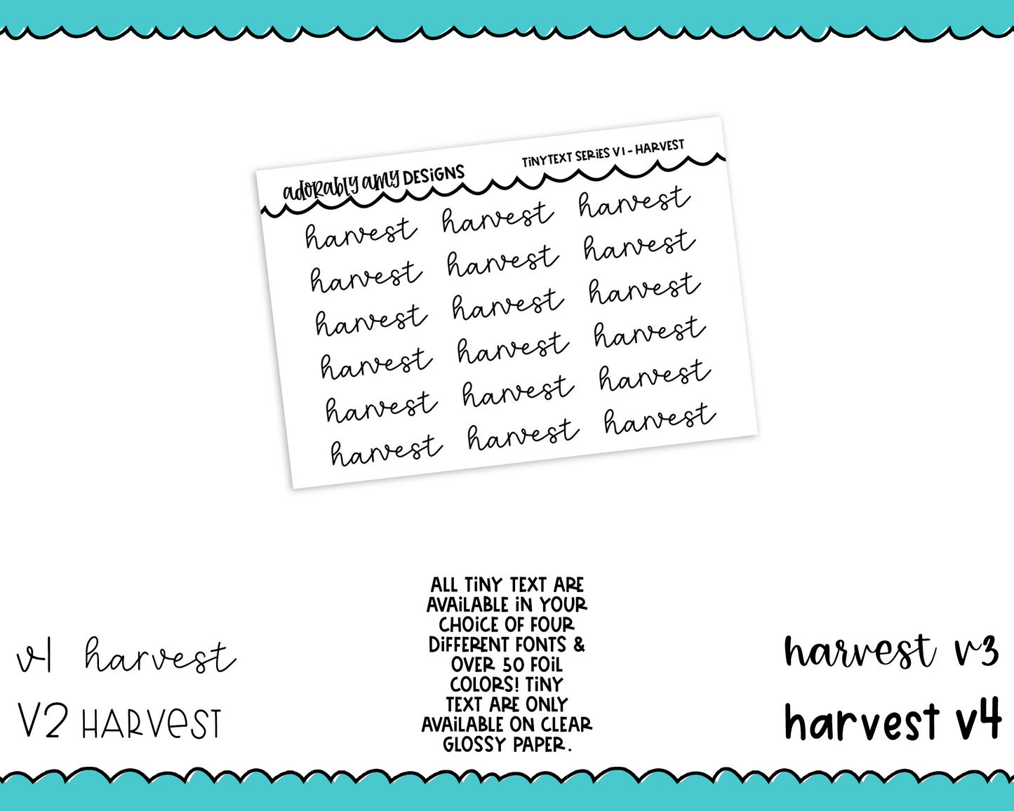 Foiled Tiny Text Series - Harvest Checklist Size Planner Stickers for any Planner or Insert