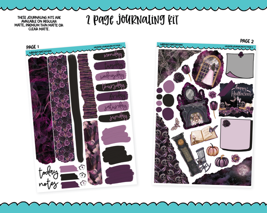 Journaling Kit Haunted Halloween Themed Planner Sticker Kit in White OR Black for Blackout Planners