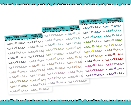 Rainbow Hearts V1 Headers or Dividers for Any Planner or Insert