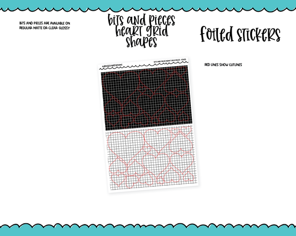 Foiled Bits and Pieces Heart Grid Shapes Planner Stickers for any Planner or Insert