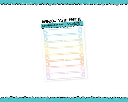 Rainbow Doodled Heart Label Quarter Box Planner Stickers for any Planner or Insert - Adorably Amy Designs