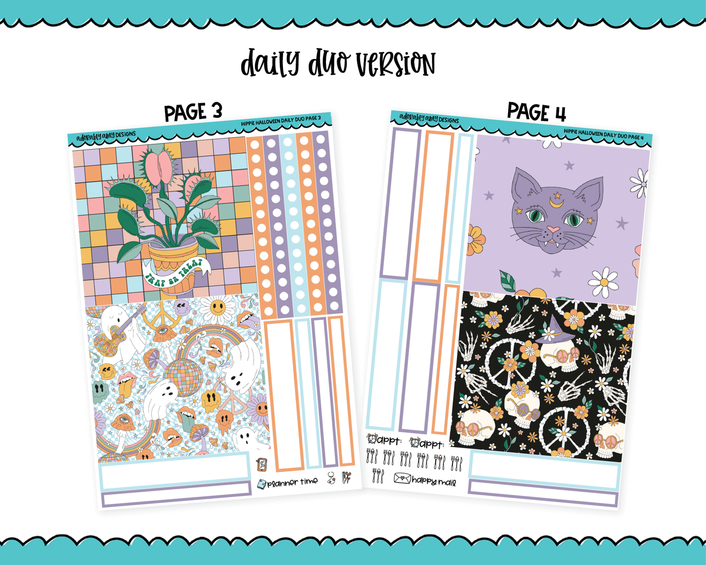 Daily Duo Hippie Halloween Themed Weekly Planner Sticker Kit for Daily Duo Planner