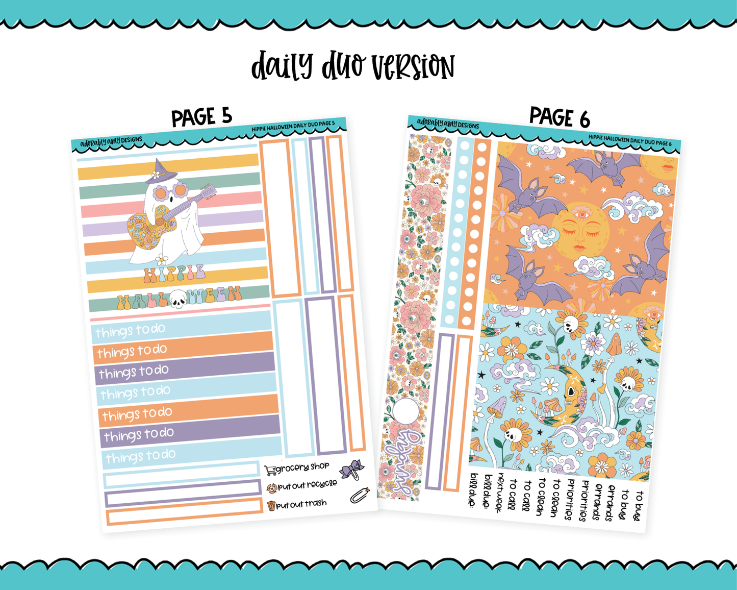 Daily Duo Hippie Halloween Themed Weekly Planner Sticker Kit for Daily Duo Planner