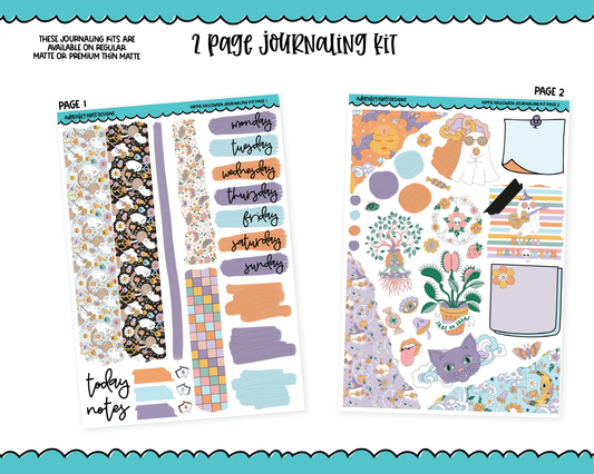 Journaling Kit Pastel Hippie Halloween Planner Sticker Kit in White OR Black for Blackout Planners