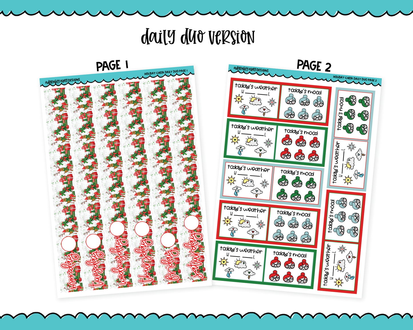 Daily Duo Holiday Cheer Christmas Themed Weekly Planner Sticker Kit for Daily Duo Planner