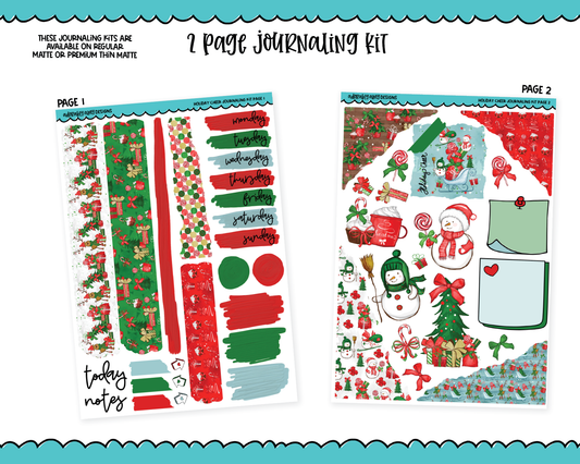 Journaling Kit Holiday Cheer Christmas Planner Sticker Kit in White OR Black for Blackout Planners