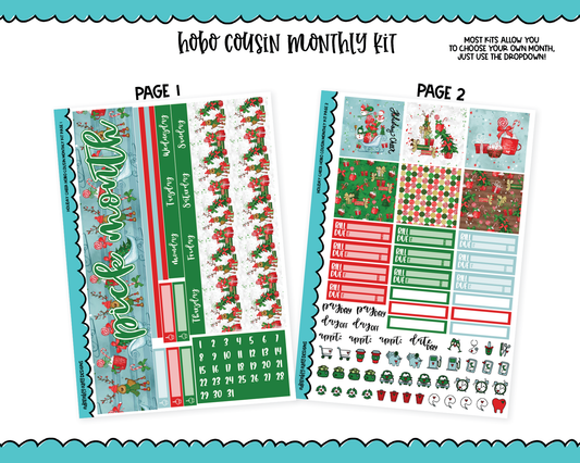 Hobonichi Cousin Monthly Pick Your Month Holiday Cheer Christmas Themed Planner Sticker Kit for Hobo Cousin or Similar Planners