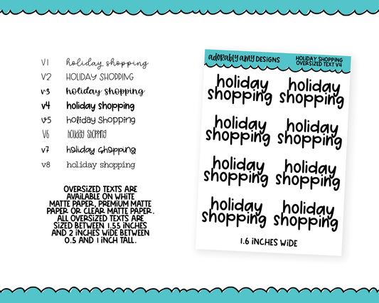 Oversized Text - Holiday SHopping Large Text Planner Stickers