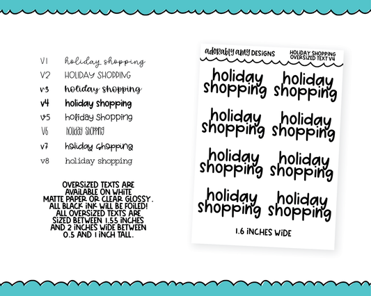Foiled Oversized Text - Holiday Shopping Large Text Planner Stickers
