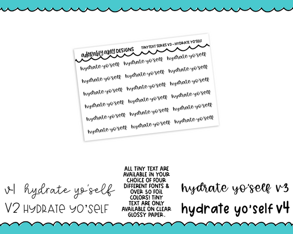 Foiled Tiny Text Series - Hydrate Yo'Self Checklist Size Planner Stickers for any Planner or Insert