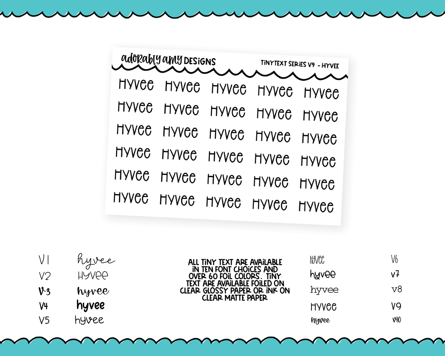 Foiled Tiny Text Series - Hyvee Checklist Size Planner Stickers for any Planner or Insert