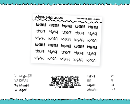 Foiled Tiny Text Series - IDGAF Checklist Size Planner Stickers for any Planner or Insert