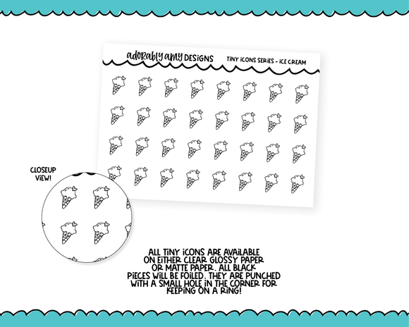 Foiled Tiny Icon Series - Ice Cream Tiny Size Planner Stickers for any Planner or Insert
