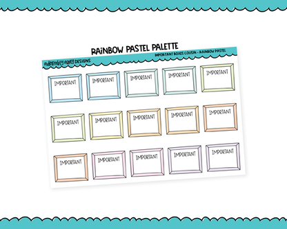 Hobo Cousin Rainbow Important Boxes Planner Stickers for Hobo Cousin or any Planner or Insert