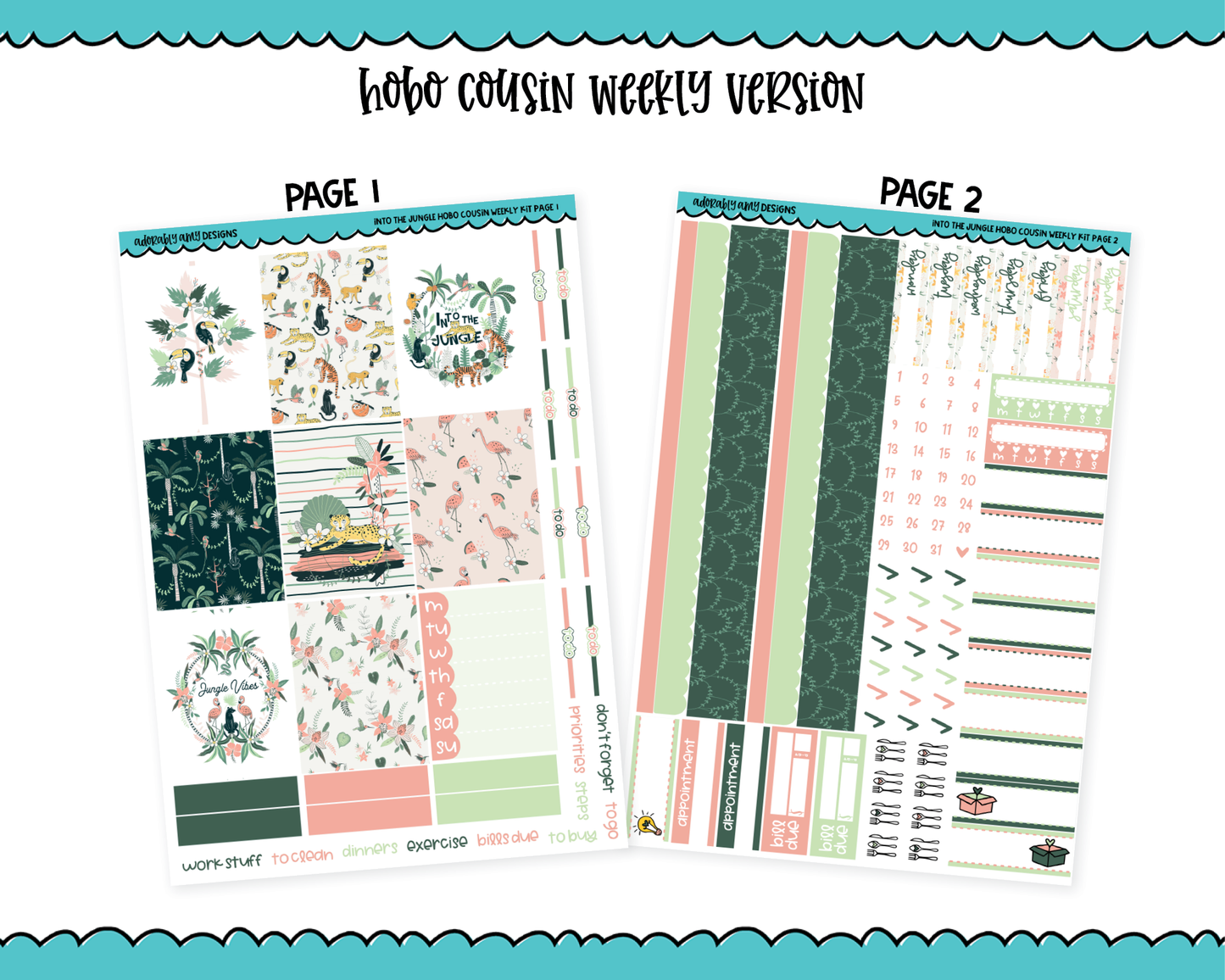 Hobonichi Cousin Weekly Into the Jungle Planner Sticker Kit for Hobo Cousin or Similar Planners
