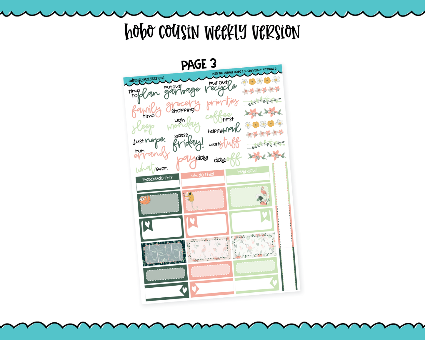 Hobonichi Cousin Weekly Into the Jungle Planner Sticker Kit for Hobo Cousin or Similar Planners