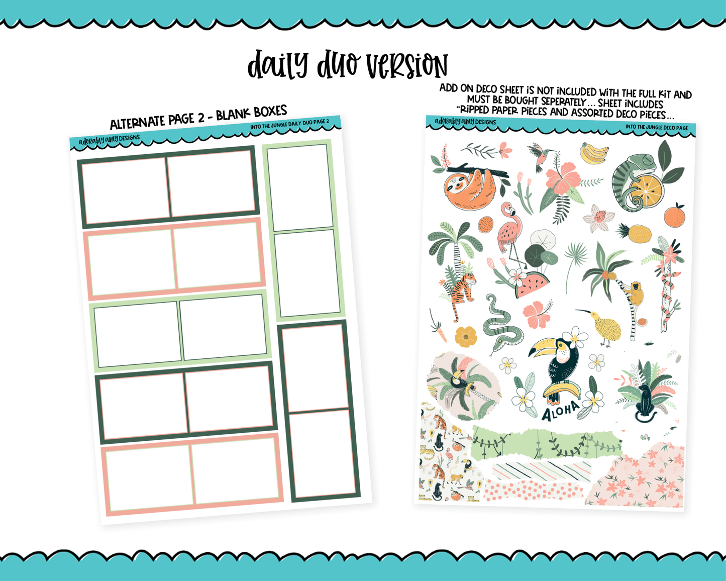 Daily Duo Into the Jungle Themed Weekly Planner Sticker Kit for Daily Duo Planner