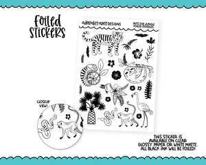 Foiled Doodled Into the Jungle Decorative Planner Stickers for any Planner or Insert