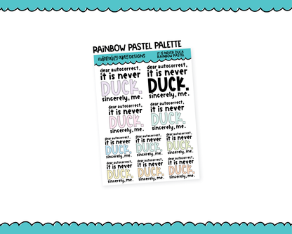 Rainbow or Black It Is Never Duck Snarky Typography Planner Stickers for any Planner or Insert