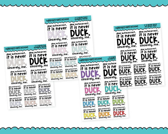 Rainbow or Black It Is Never Duck Snarky Typography Planner Stickers for any Planner or Insert