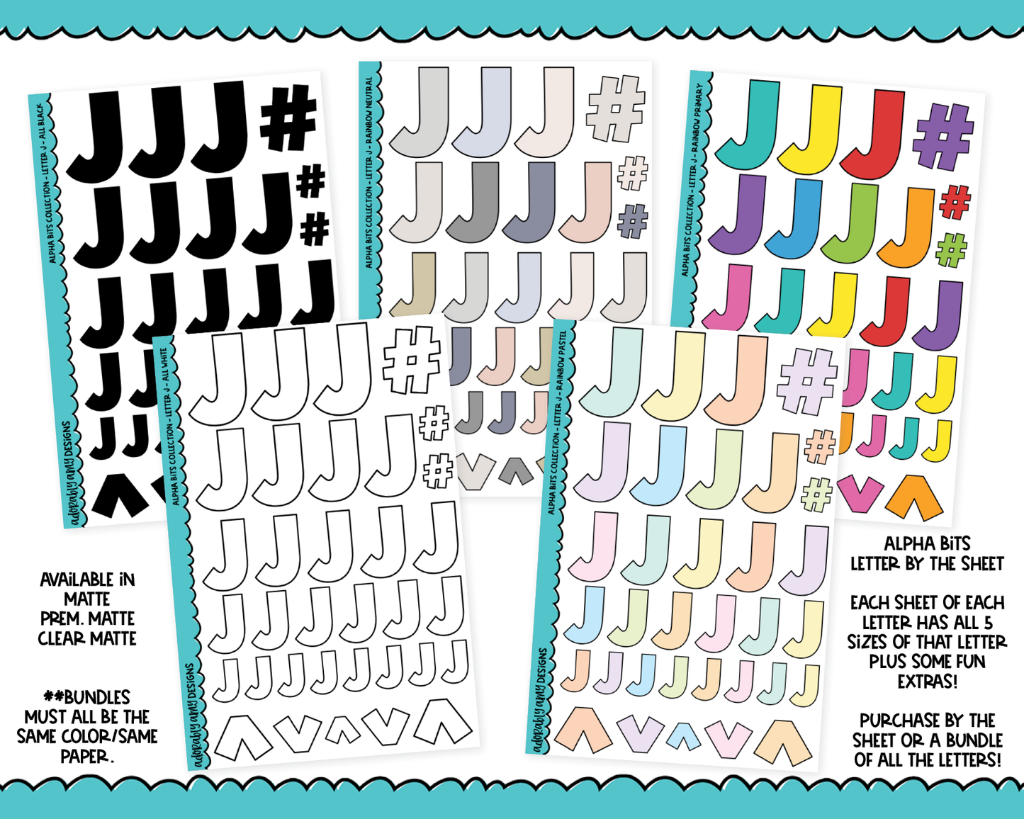 Alpha Bits V1 Letter Stickers Grouped By Letter Typography Planner Stickers for any Planner or Insert