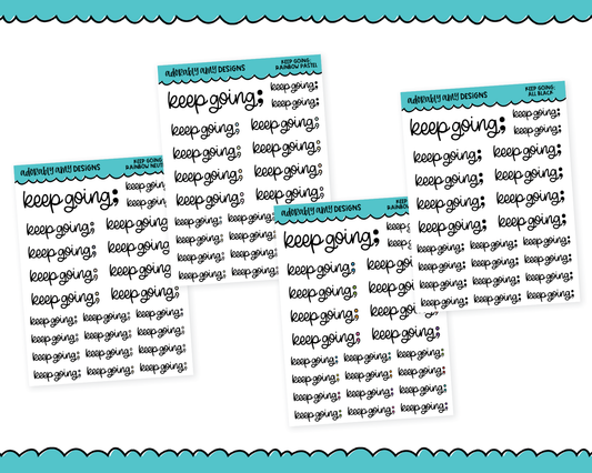 Rainbow or Black Keep Going; Inspirational Typography Planner Stickers for any Planner or Insert