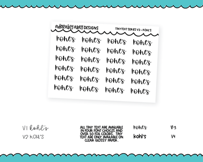 Foiled Tiny Text Series - Kohl's Checklist Size Planner Stickers for any Planner or Insert