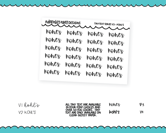 Foiled Tiny Text Series - Kohl's Checklist Size Planner Stickers for any Planner or Insert