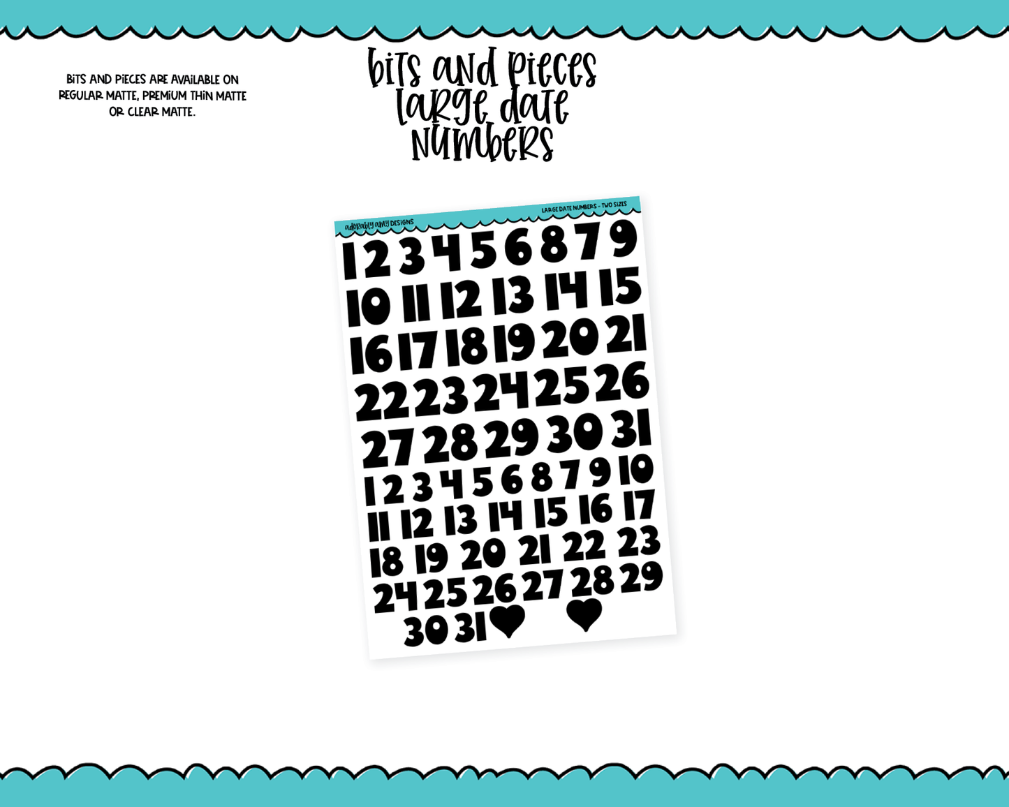 Bits & Pieces Large Date Numbers 2 Sizes Kit Addons for Any Planner