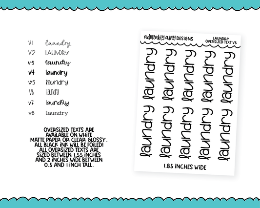 Foiled Oversized Text - Laundry Large Text Planner Stickers