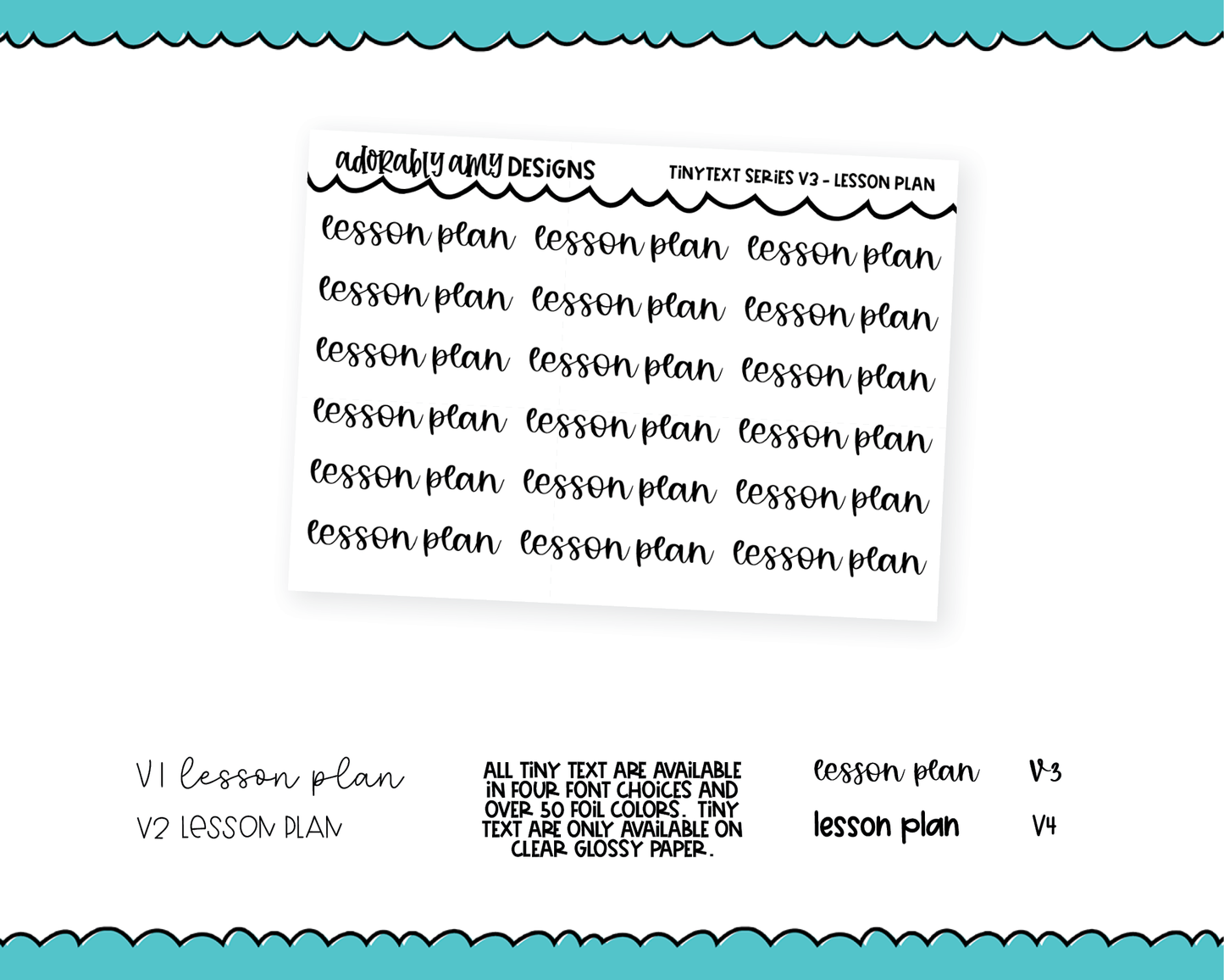 Foiled Tiny Text Series - Lesson Plan Checklist Size Planner Stickers for any Planner or Insert