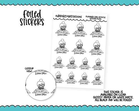Foiled Doodled Planner Girls Lesson Plan Planner Stickers for any Planner or Insert